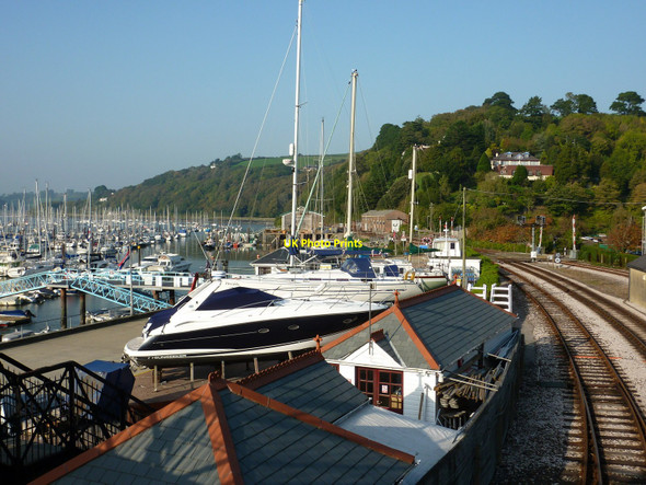 Photo 6"x4" Kingswear, River Dart, yachts and railway lines Dartmouth c2010