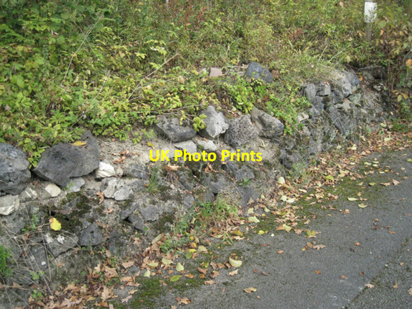 Photo 6"x4" Low retaining wall of slag, Penybont station Crossgates\/Y Groes c2010