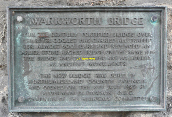 Photo 6"x4" Plaque in the Bridge Tower Warkworth\/NU2406 c2010