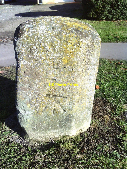 Photo 6"x4" Benchmark on old milestone on Buckingham Road Aylesbury c2010