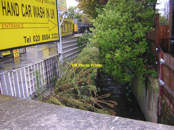 Photo 6"x4" Brigstock Road: looking downstream at the crossing of Norbury Brook Penge c2010