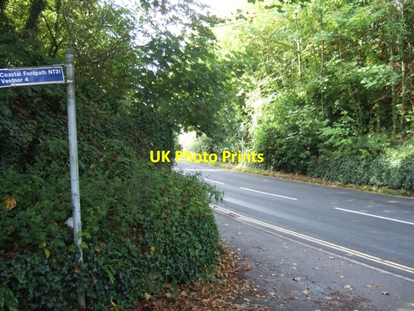Photo 6"x4" A3055 in Niton, junction with Coastal Footpath Niton c2010