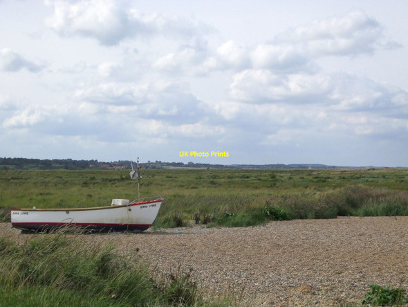 Photo 6"x4" Boat on saltmarsh north of Blakeney Cley next the Sea c2008