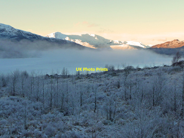 Photo 6"x4" Early winter at the Cluanie Dam Creag nam Peathrain c2010