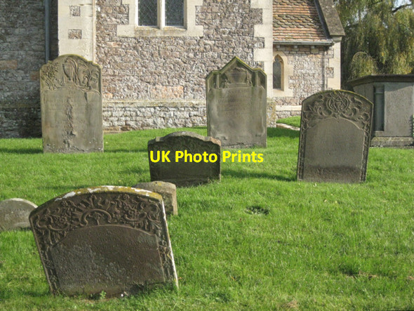 Photo 6"x4" Carved headstones, St Mary's Churchyard Cowhill\/ST6091 c2010