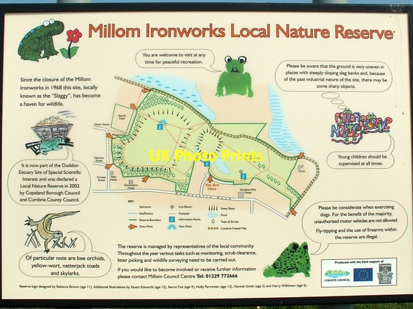 Photo 6"x4" Information board, Millom Ironworks Millom c2007