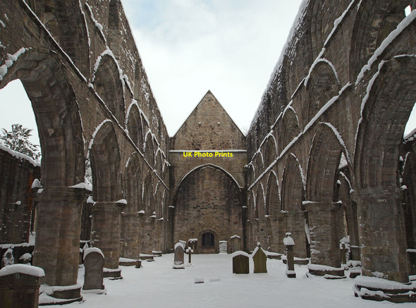 Photo 6"x4" Dunkeld Cathedral nave in the snow Dunkeld c2010