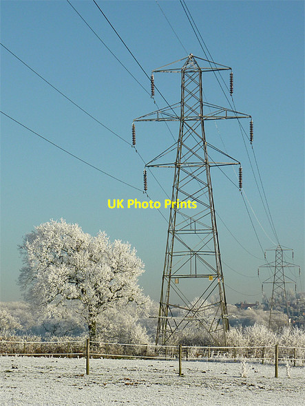 Photo 6"x4" Pylons on a frosty day near Colton Hills, Wolverhampton Sedgley c2010