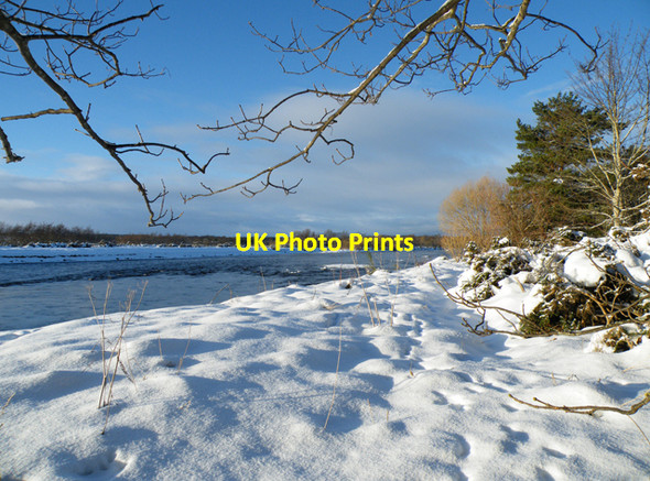 Photo 6"x4" Riverbank in Snow Fochabers c2010