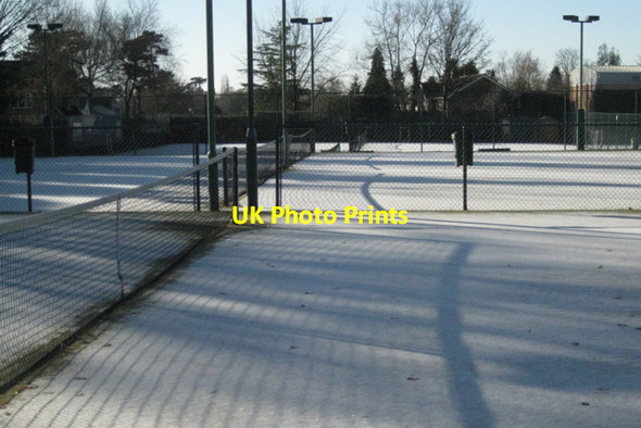 Photo 6"x4" Frosty tennis courts, Grove Road, Dorridge Knowle Grove c2010