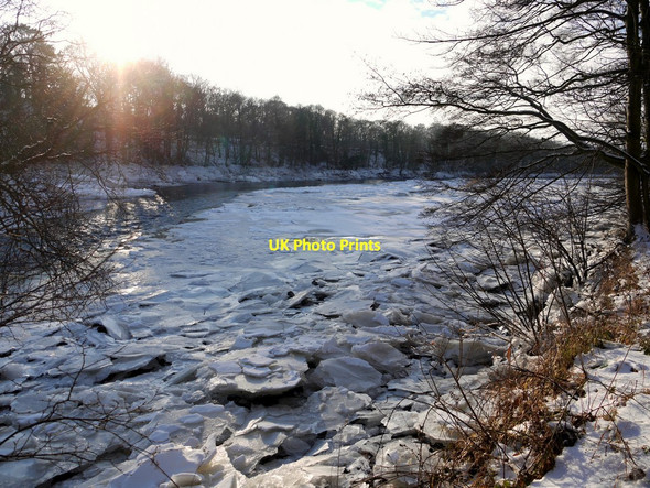 Photo 6"x4" Frozen River Tyne below Close House Houghton\/NZ1266 c2010