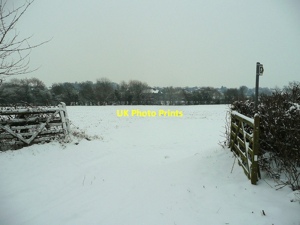 Photo 6"x4" Footpath across a snowy field Hartpury c2010