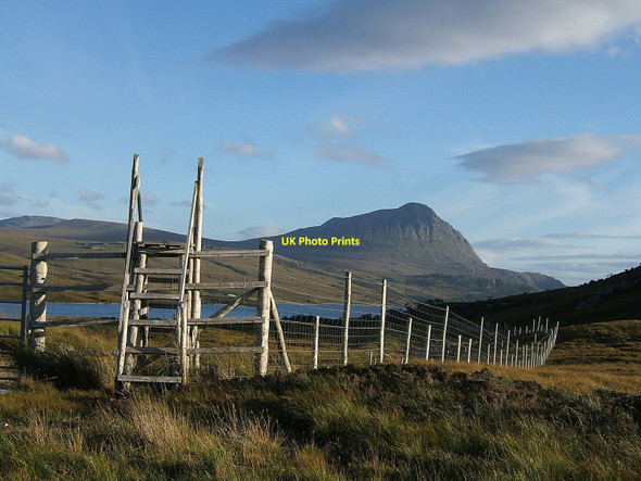 Photo 6"x4" Ladder Stile with Ben Hope in background Loch a' Gharbh-bhaid c2005