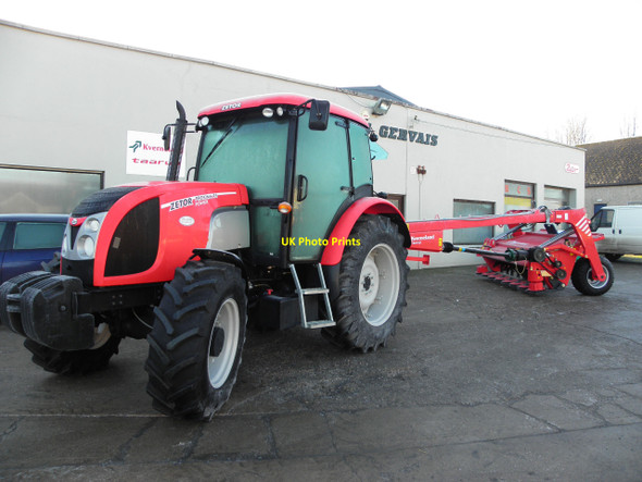 Photo 6"x4" Zetor Prixima 95 tractor and Kverneland mowing machine Beragh c2011