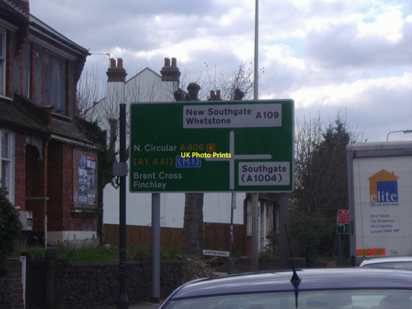 Photo 6"x4" Road sign on North Circular Road, Bounds Green Friern Barnet c2008