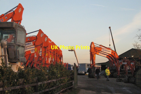 Photo 6"x4" Excavators at sunset Carol Green c2011