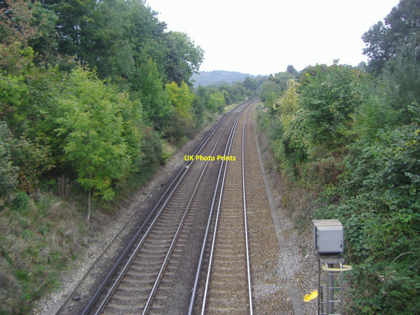 Photo 6"x4" Railway line north of Box Hill & Westhumble station Dorking c2008