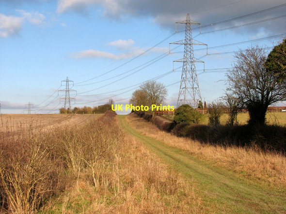 Photo 6"x4" Pylons and byway Great Wilbraham c2011