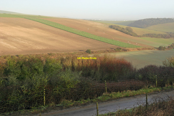 Photo 6"x4" Greenwich Meridian crossing the road to telscombe village Telscombe c2011