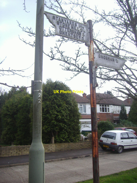 Photo 6"x4" Very old fingerpost on A319, Chobham Mimbridge c2009
