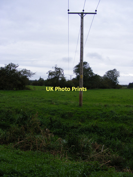 Photo 6"x4" Power lines across the marshes, near Earsham Bungay c2010