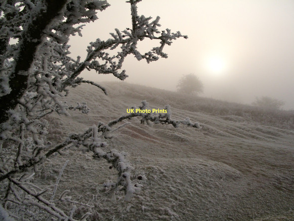 Photo 6"x4" Cockit Hill (Mynydd Llangorse) in a hard midwinter frost Pengenffordd c2008