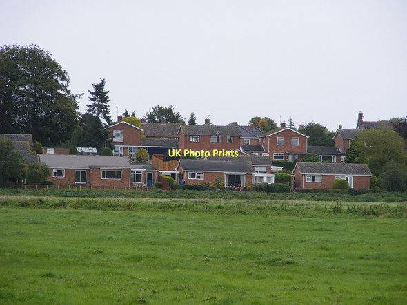 Photo 6"x4" Houses and bungalows in Bungay, seen from the marshes near Earsham Bungay c2010
