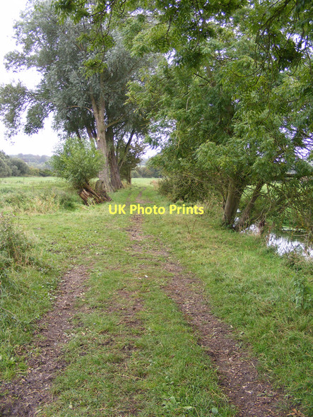 Photo 6"x4" Farm track and footpath on the marshes, near Earsham Bungay c2010