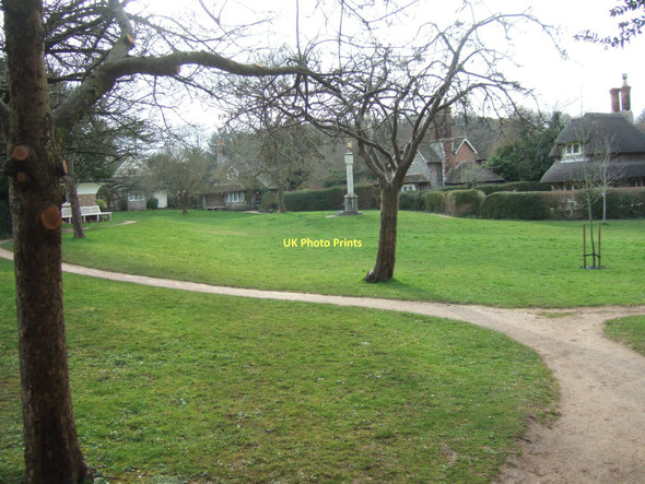 Photo 6"x4" Blaise Hamlet - the second, fourth, fifth, sixth and seventh cottages, with the Hamlet pump Blaise Hamlet c2010
