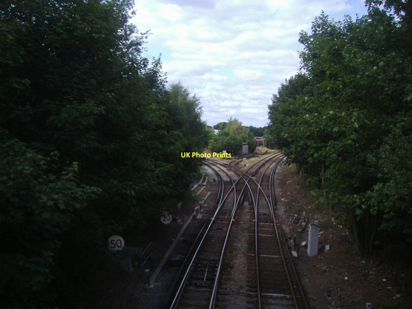 Photo 6"x4" Railway lines north of Shacklegate Lane Teddington\/TQ1670 c2009