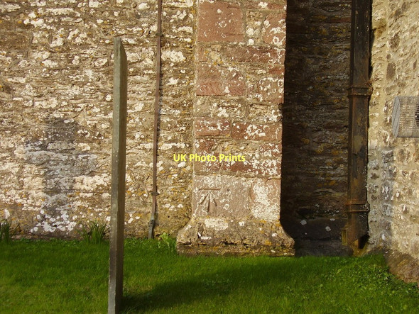 Photo 6"x4" Benchmark on the church tower Berrynarbor c2011