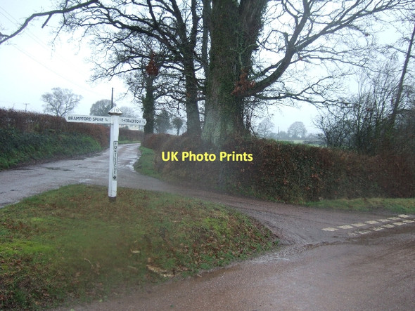 Photo 6"x4" Fortescue Cross and the road to Fortescue Brampford Speke c2011