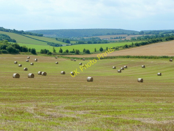 Photo 6"x4" Straw bales in a Cotswold dry valley Ford\/SP0829 c2009