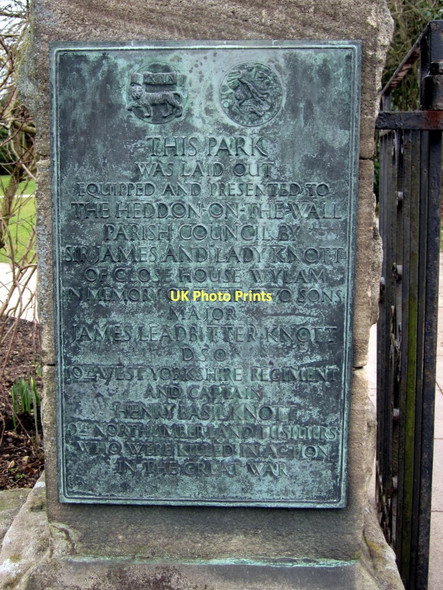 Photo 6"x4" Plaque, Memorial Park, Heddon on the Wall Ryton\/NZ1564 c2011