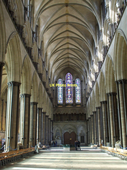 Photo 6"x4" Nave, facing west, Salisbury Cathedral Salisbury c2008