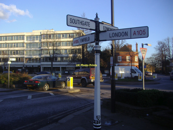 Photo 6"x4" Fingerpost at junction of Station Road and Green Lanes Southgate\/TQ3094 c2009