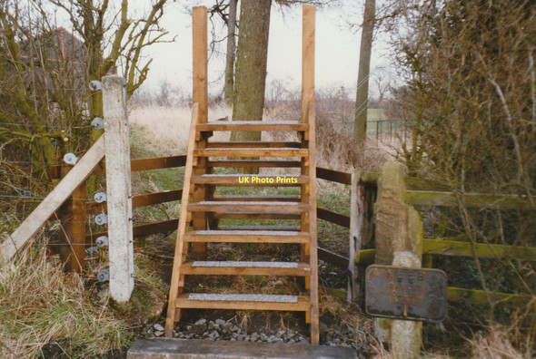 Photo 6"x4" Ladder stile for Great Aycliffe Footpath No 5 to cross the Heritage Rail Line Newton Aycliffe c1997