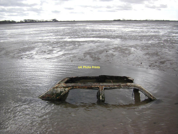 Photo 6"x4" Car wreck in sand off Fluke Hall Pilling Lane c2011