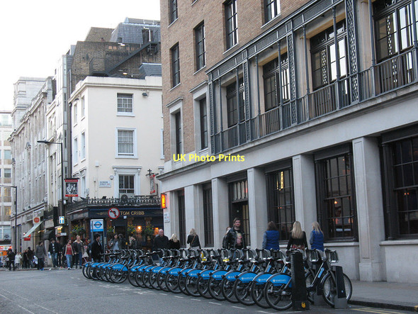 Photo 6"x4" Barclays bike docking station, Panton Street Westminster c2011