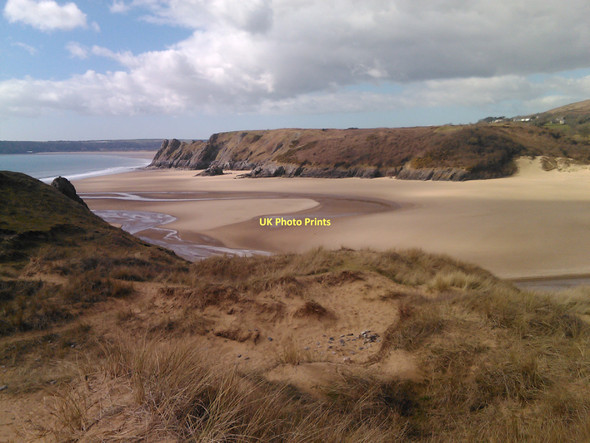 Photo 6"x4" View of Three Cliffs Bay from the cliff top Penmaen\/SS5388 c2011