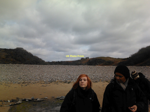 Photo 6"x4" View of the shingle berm on Three Cliffs Bay Penmaen\/SS5388 c2011