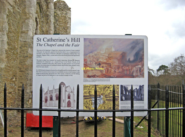 Photo 6"x4" Information board on St. Catherine's Hill, Guildford Guildford c2011
