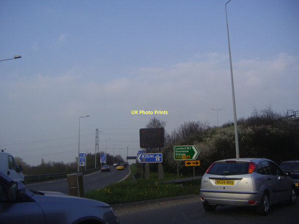 Photo 6"x4" Junction 13 sliproad for the M25 Egham c2011