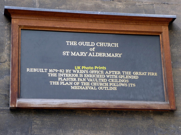 Photo 6"x4" Plaque St Mary Aldermary, London EC4 London c2011