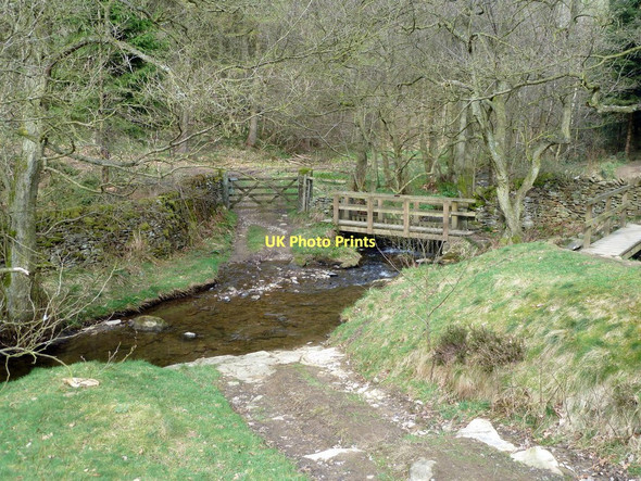 Photo 6"x4" Ford and footbridge Leam c2011