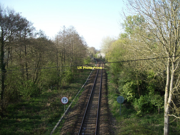 Photo 6"x4" Yetminster: the railway (Yeovil \/ Weymouth line) looking south from the station bridge Yetminster c2011