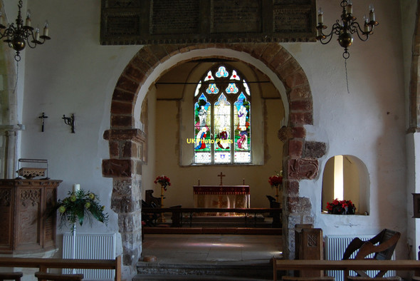 Photo 6"x4" Norman Chancel arch in Peasmarsh Church Flackley Ash c2011