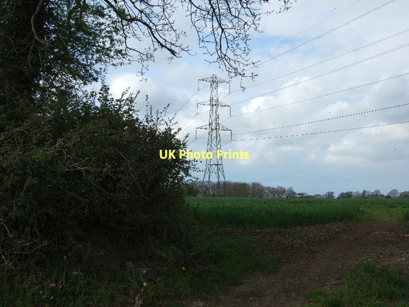 Photo 6"x4" Field and pylon at Knaplock Farm Cockwood\/ST2242 c2011