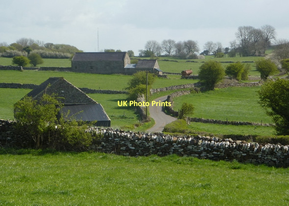 Photo 6"x4" Nailor Lane, with fields and barns Matlock c2011