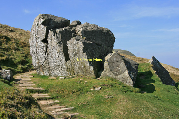 Photo 6"x4" Boulder on the Pony Path Rhiw Gwredydd c2011